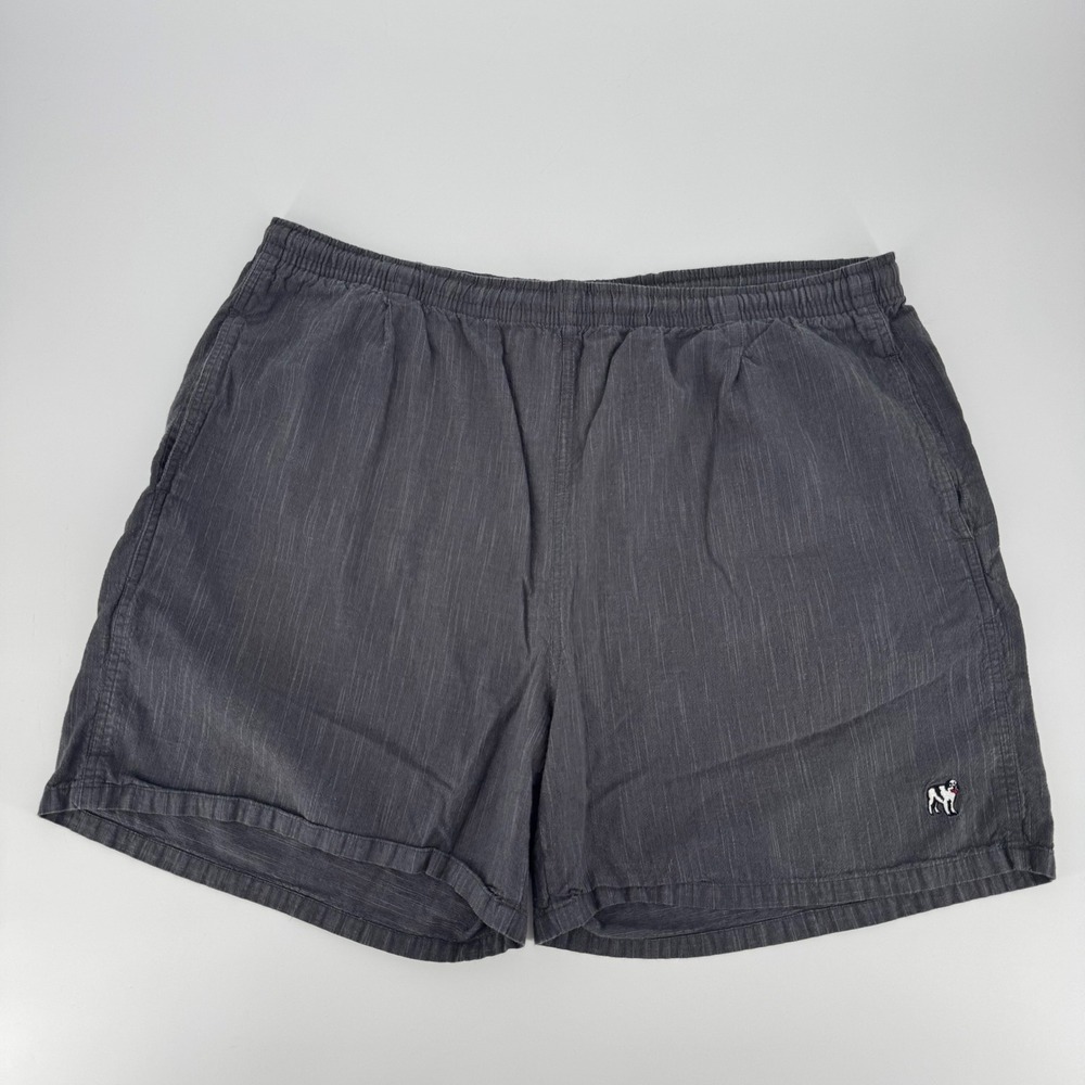Big Dogs Mens 2X Charcoal Gray Slub Cotton Elastic Waist Casual Shorts Logo